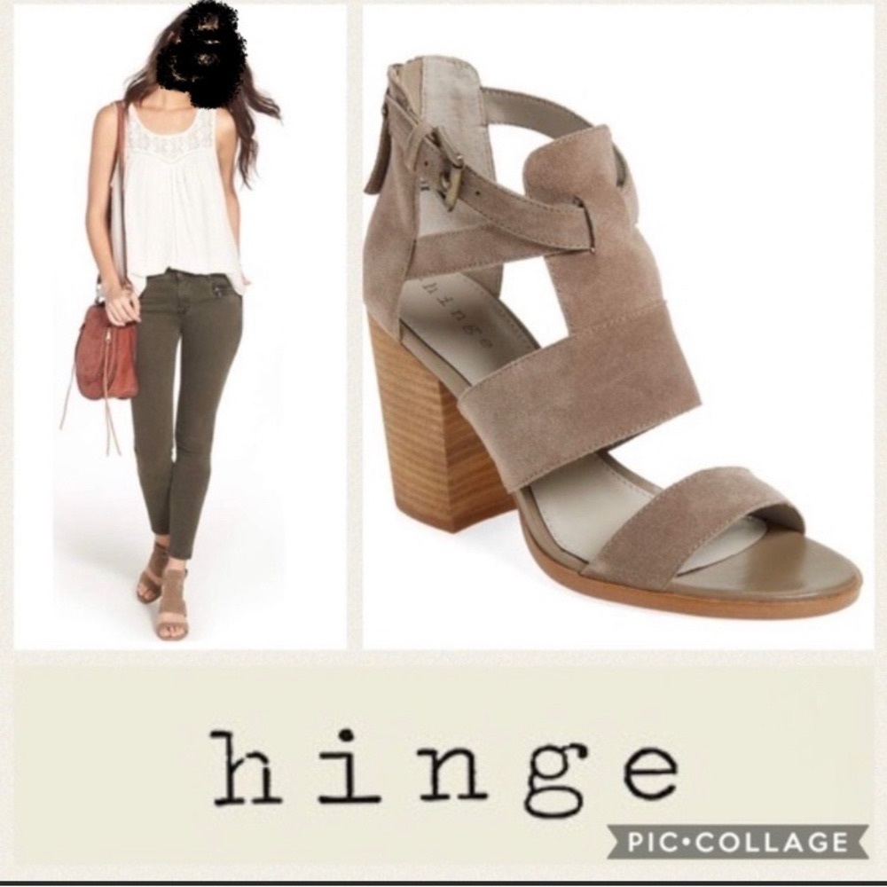 Hinge suede leather Heels sandals